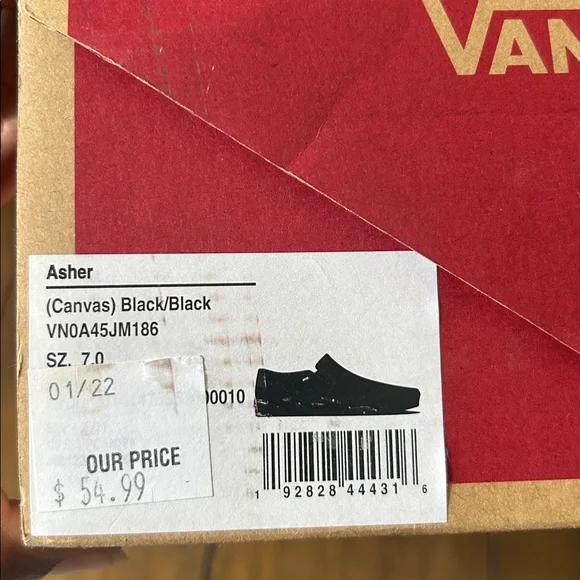 Vans Asher canvas black/black slip-on shoes size women's 7 - Picture 9 of 9